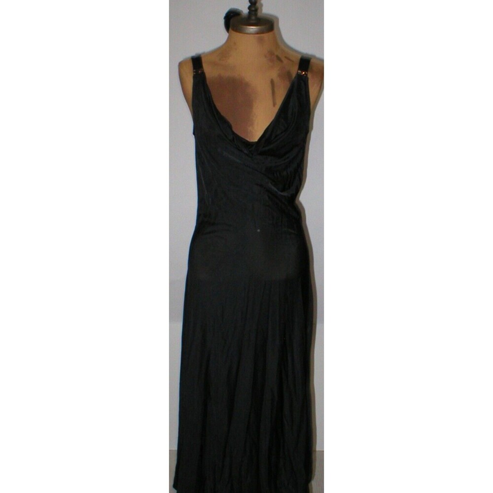 New NWT 4 Womens 40 Diana Gallesi Dress Designer Italy Black Cowl Beaded Straps